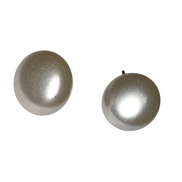 VINTAGE FAUX PEARL EARRINGS CLIP ON SCREW BACK PINK IVORY 2 PAIR FASHION JEWELRY - Picture 4 of 4